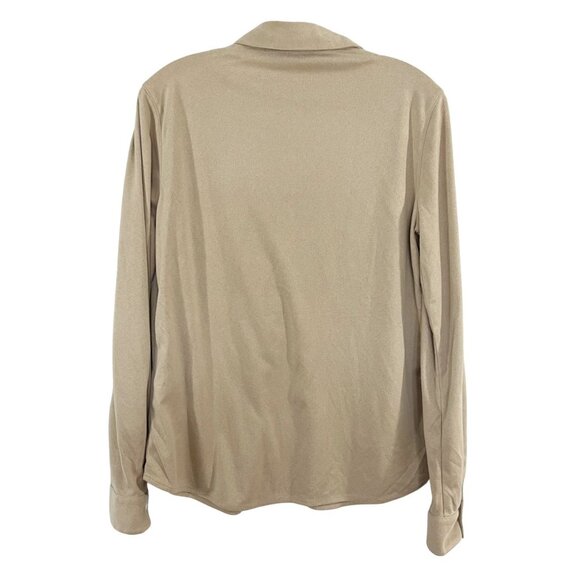 J. McLaughlin Women's Tan Faux Suede Long Sleeve Button Down Shirt - Size Small - Picture 2 of 6